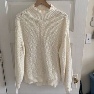 aerie cream mock neck pullover knit sweater size m medium